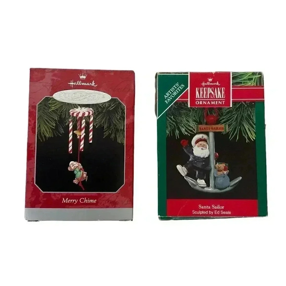 Hallmark Keepsake Hanging Ornament Santa Sailor Candy Cane Mouse Chime Christmas - Picture 1 of 3